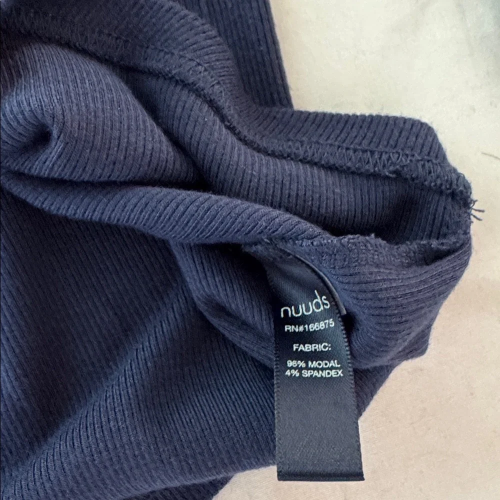nuuds Navy Blue Long Sleeve Slinky Rib Tee - Picture 4 of 5